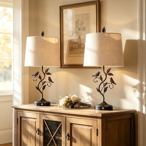 27" Set of 2 Touch Farmhouse Table Lamps for Living Room - color: ‎Bronze