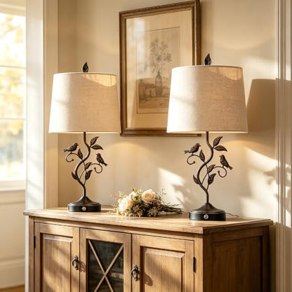 27" Set of 2 Touch Farmhouse Table Lamps for Living Room - color: ‎Bronze