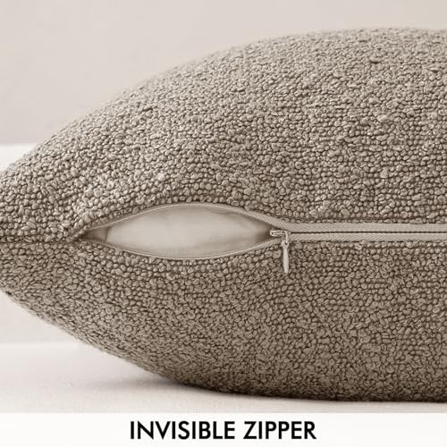 MIULEE Textured Boucle Lumbar Pillow Cover for Bed 12x20 Light Brown - color: Light Brown, size: 20" x 12" (Pack of 1)