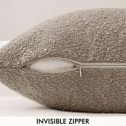MIULEE Textured Boucle Lumbar Pillow Cover for Bed 12x20 Light Brown - color: Light Brown, size: 20" x 12" (Pack of 1)