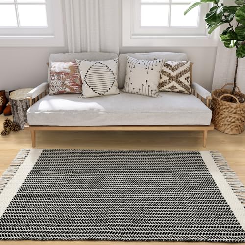 Lahome Boho Bathroom Rugs, 3x5 Washable Area Rug for Kitchen Bedroom Entry - color: Black, size: 3' x 5' (Rectangular)