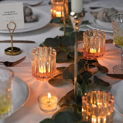 6 Pcs Votive Candle Holder, Gold Glass Large Tea Lights Candle Holders - color: Gold