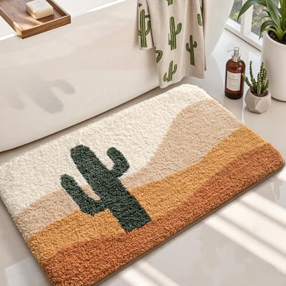 LUMI Cactus Bathroom Rug 20x32 Soft Absorbent Bath Mat, Non Slip - color: Cactus Sand, size: 20"x32"