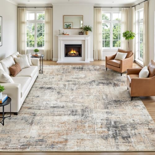 7x10 Area Rug for Living Room, Abstract Washable Non-Slip Carpet, Gold - color: Grey/Gold, size: 7' x 10' (Rectangular)
