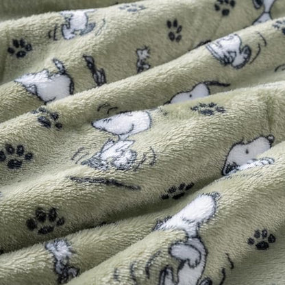 Berkshire Blanket Peanuts VelvetLoft Cute Character Snoopy Plush Throw Blanket,Peanuts Poses and Paws Loden,Throw 55 in x 70 in (Official Peanuts® Product) - color: Loden Green, size: Throw (55 in x 70 in)