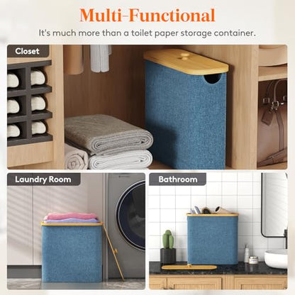 Lifewit Toilet Paper Storage Holder, Extra Large Stand Basket 30L Dark Blue - color: Dark Blue, size: 30L