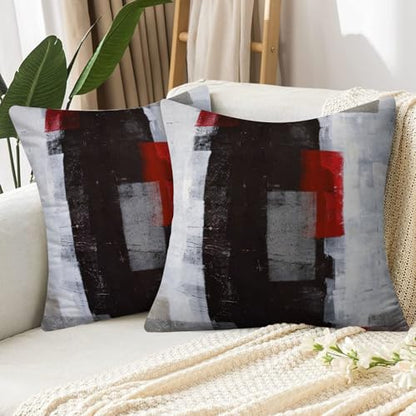 Throw Pillow Covers for Couch, 18x18 Inch, Set of 2, Grey Red - color: Red and Grey, size: 18" x 18" (Pack of 2)