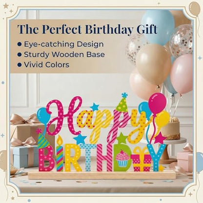 Happy Birthday Table Decor Centerpiece, Birthday Metal Table Sign - style: Happy Birthday