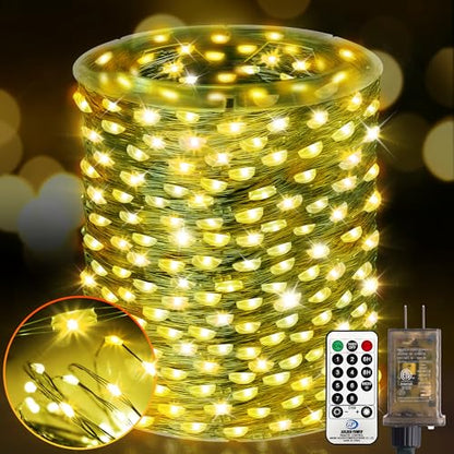 KNONEW 532FT 1600LED Green Wire Outdoor Fairy Lights Plug in Warm White - color: Warm White, size: 532FT 1600 LED Green Wire