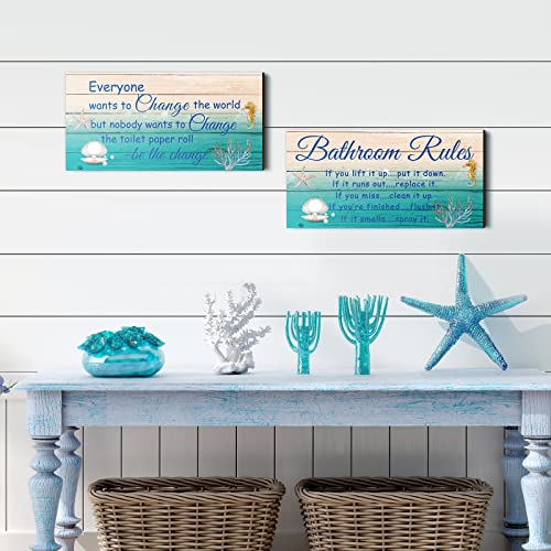 Jetec 2 Pcs Funny Bathroom Signs Wall Decor Farmhouse,Sea World Style - style: Sea World Style