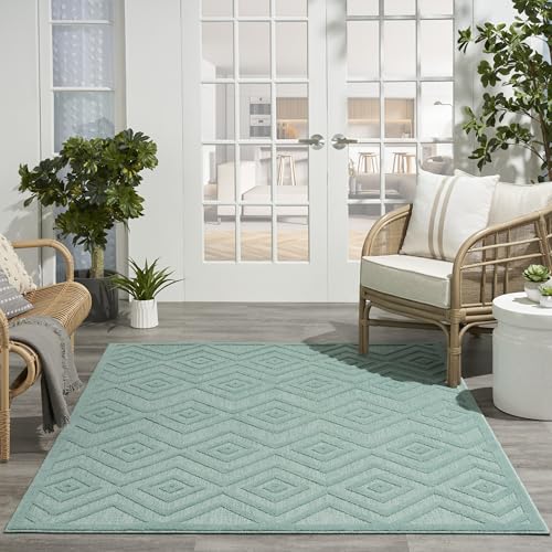 Nourison Home Versatile Aqua Teal 6' x 9' Area Rug - Easy Clean, Non Shedding, Bed Room, Living Room, Dining Room, Kitchen (6' x 9') - color: Aqua Teal, size: 6' x 9' (Rectangular)