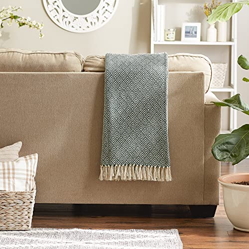 DII Diamond Throw Collection Cotton Woven, 50x60, Hunter Green - color: Hunter Green, size: 50x60"