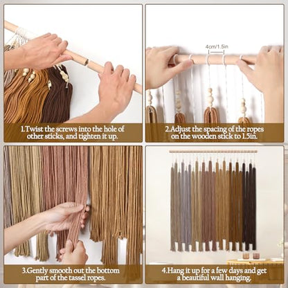 Macrame Wall Hanging Large Boho Home Decor Aesthetic Modern Chic Wall Art - color: Brown