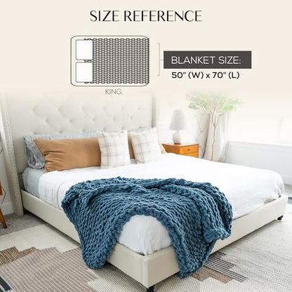 SAMIAH LUXE Chunky Knit Throw Blanket 50x70 in, 8 lb Oceanside Blue - color: Oceanside, size: 50x70in