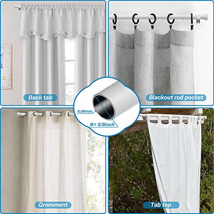 White Curtain Rods, Small Curtain Rods for Windows 48 to 84 Inch, 5/8 Heavy Duty Matte White Curtain Rod Set with Brackets, Adjustable Splicing Drapery Rod - color: White, size: 48-84" (1pc)