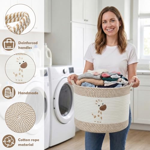 Baby Laundry Basket for Nursery, Large 15”x12” Giraffe Storage Baskets - color: Giraffe