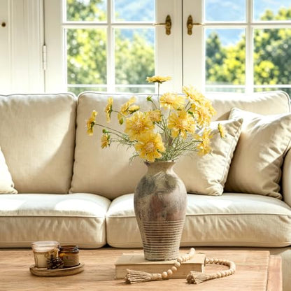 LUKA Ceramic Rustic Flower Vase Home Decor-11 inches Large Tall Retro Vases - color: Terracotta-11inches