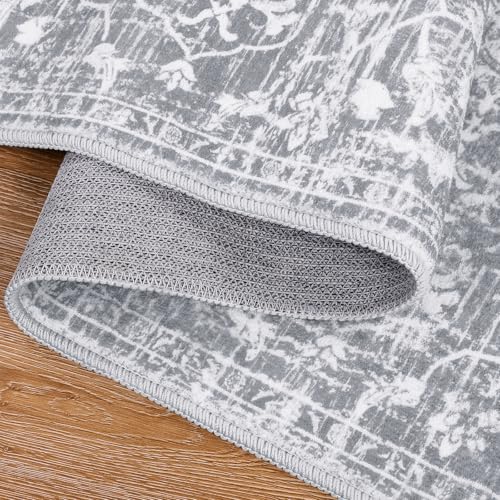 Pauwer Hallway Runner Rug 2x5, Washable Boho Kitchen Runner, Grey White - color: Grey White, size: 2' x 5' (Runner)