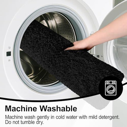 Black Bathroom Rugs Non Slip 36"x24",Absorbent Bath Mat Quick Dry - color: Black, size: 36" x 24" (Rectangular)