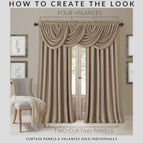 All Seasons Waterfall Window Valance, Taupe - 52" W x 36" L - color: Taupe