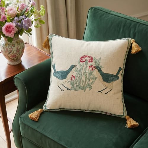 patdrea French Vintage Linen Throw Pillow Cover,18"x18",Set of 2-Cecilia E - color: Cecilia E, size: 18" x 18" (Pack of 2)