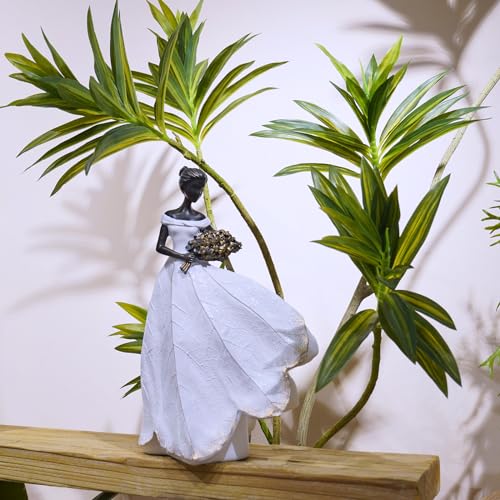 Guichifun Fairy Statue White Leaf Angel Girls Resin 7.5 x 4.5 x 11.5 Inch - color: White-flower, size: Large