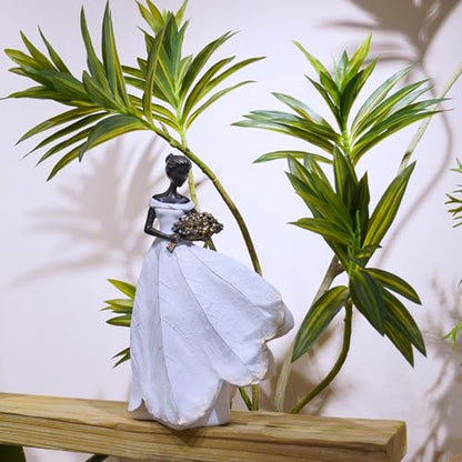 Guichifun Fairy Statue White Leaf Angel Girls Resin 7.5 x 4.5 x 11.5 Inch - color: White-flower, size: Large