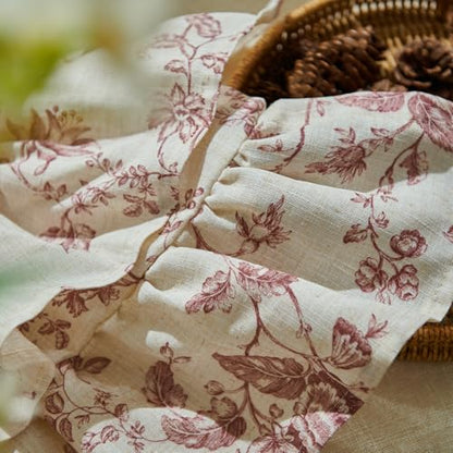 jinchan Amlie Ruffled Floral Valance Curtain 1 Panel 18 Inch Maroon - color: Amlie Maroon on Linen