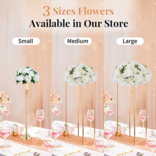 NUPTIO White Flower Balls for Table Centerpieces, 10 Pcs Large Fake Roses - color: White, size: 15.7" Diam - 10 PCS