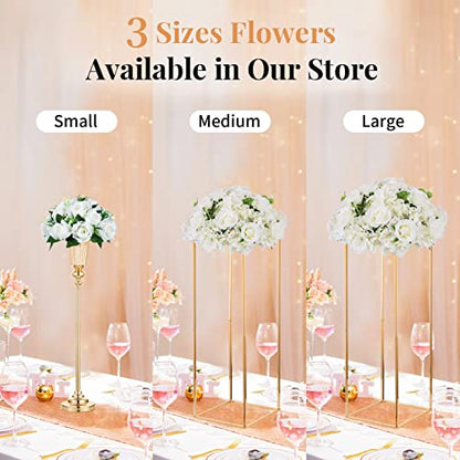 NUPTIO White Flower Balls for Table Centerpieces, 10 Pcs Large Fake Roses - color: White, size: 15.7" Diam - 10 PCS