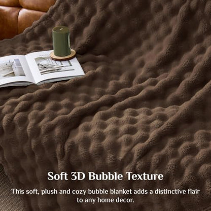 BEDELITE Chocolate Brown 3D Fleece Bubble Twin Blanket for Bed, 60x80 Inch - color: Chocolate Brown, size: Twin(60"x80")