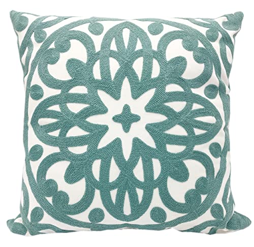 Alysheer Embroidered Decorative Throw Pillow Cover 18x18 inch,1pc Aqua Blue - color: Aqua Blue, size: 18" x 18" (Pack of 1)
