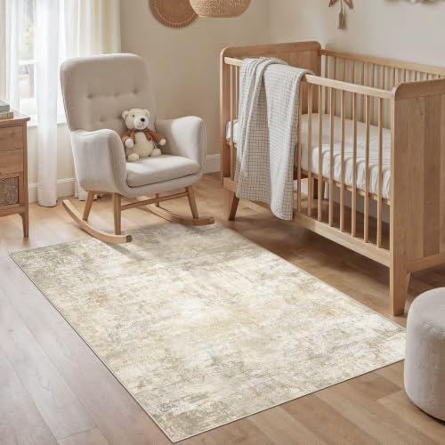cotiled 3x5 Area Rugs Entryway: Washable Abstract Rug Beige - color: Beige, size: 3' x 5' (Rectangular)