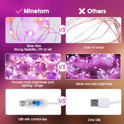 Minetom Halloween Curtain Lights, 300 LEDs Twinkle Fairy Lights, 8 Modes - color: Orange & Purple, size: 1 Pack