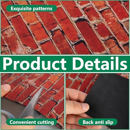 4 Pcs Christmas Village Red Brick Road, Christmas Villages Accessories - color: 47.2"x 4.7"-red