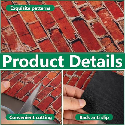 4 Pcs Christmas Village Red Brick Road, Christmas Villages Accessories - color: 47.2"x 4.7"-red