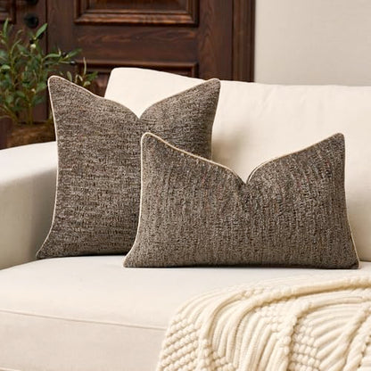 Yangest Chenille Pillow Cover 12 x 20 Inches, Thick Textured Rectangle Throw Pillow Cover Farmhouse Modern Soft Accent Couch Neutral Pillow Cover for Living Room Bedroom, Gray Brown - color: Gray Brown, size: 20" x 12" (Pack of 1)