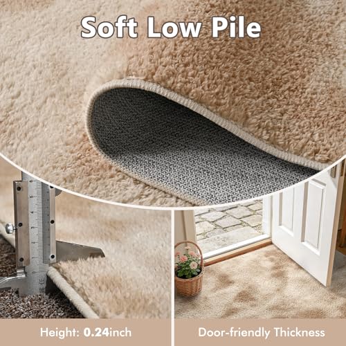 3x5 Tie-dye Beige Area Rug Washable Non-Slip Soft Thin for Bedroom Kitchen - color: 01 Tie-dye Beige, size: 3' x 5' (Rectangular)
