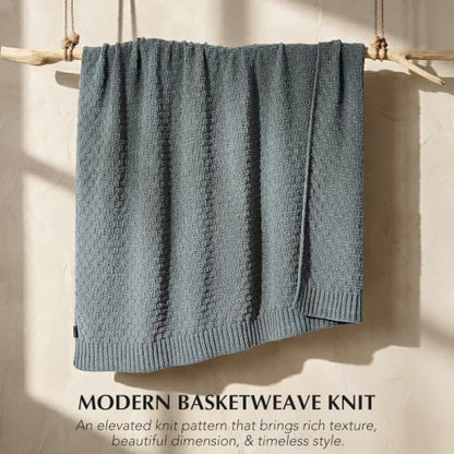 EVERGRACEHOME Chunky Chenille Knit Throw Blanket, Dusk Blue, 60" x 80" - color: Dusk Blue, size: 60" x 80"