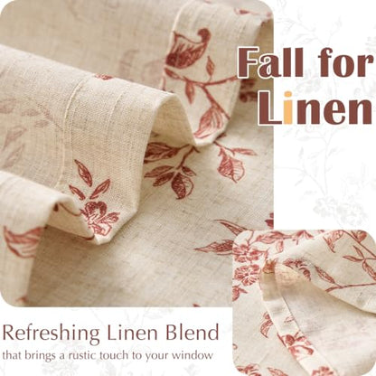 jinchan Floral Linen Kitchen Tier Curtains, 24 Inch, 2 Panels, Terracotta - color: Alisa Terracotta, size: 26"W x 24"L (Pack of 2)