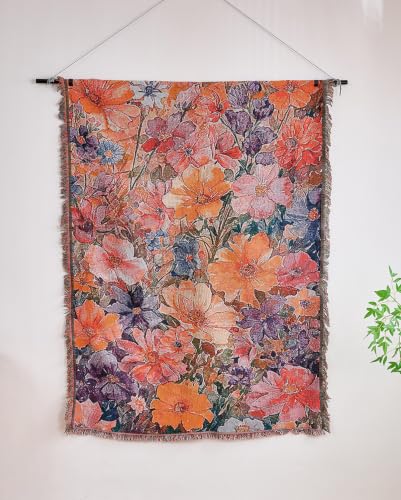 Erke Boho Throw Blanket Cushion Cover Sheet Blanket Chair Recliner Cover Rug Hanging Tapestry Furniture Slipcover (Daisy, 50" X 70") - color: Daisy