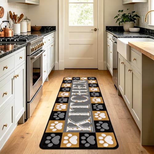 Kitchen Rugs Non Slip, Cute Dog Paw Kitchen Mats for Floor, Machine Washable Soft Faux Wool Comfort Cushioned Runner Rugs for Sink, Laundry Room, Office, Hallway, 20"x59" - color: Dog Paw Kitchen Mat, size: 1'8" x 4'11" (Runner)