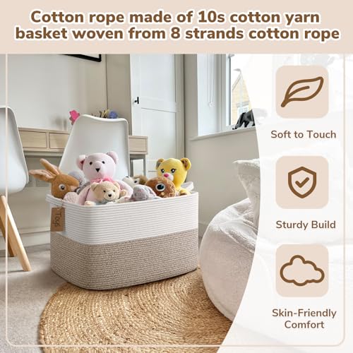 Goodpick 75L Extra Large Woven Rope Blanket Basket, Rectangle, Light Brown - color: Light Brown, size: 22"L x 17"W x 12"H