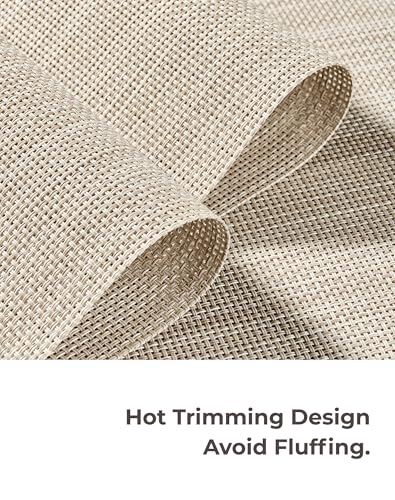 Beige White Placemats Set of 16 - Heat Resistant Non-Slip Place mats for Dining Table, Washable Durable PVC Vinyl Woven Table Mats(Beige White, 16) - color: C1- Beige White, size: Set of 16