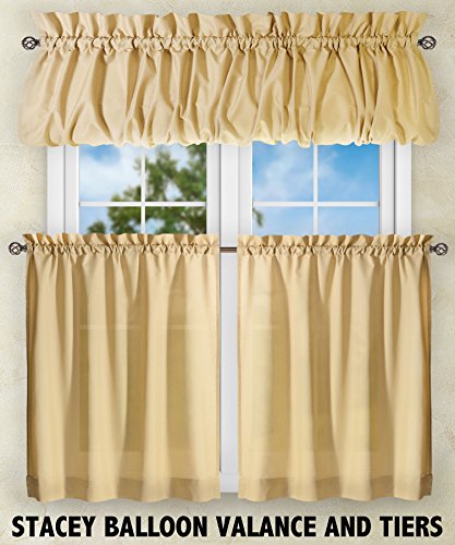 Ellis Curtain Stacey 54-by-13 Inch Ruffled Filler Valance (Almond) - color: Almond