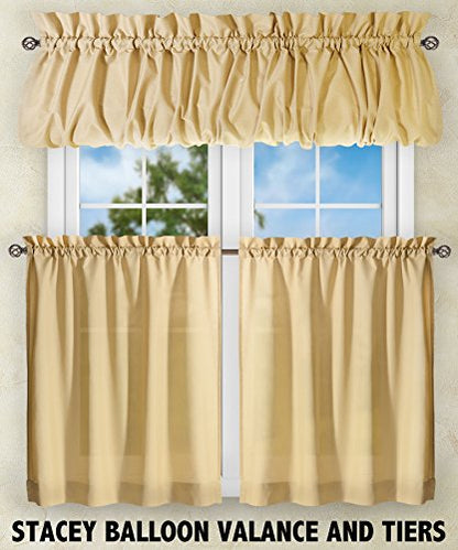 Ellis Curtain Stacey 54-by-13 Inch Ruffled Filler Valance (Almond) - color: Almond