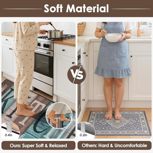 Kitchen Rugs Sets of 3 Non Slip Washable Mats for Floor, Turquoise - color: Turquoise Teal