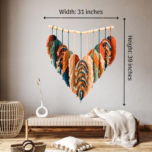 Boho Wall Decor - Large Macrame Wall Hanging - color: Orange,green, Pecock, Mustard, Begie
