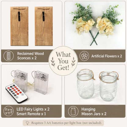Rustic Mason Jar Wall Sconces Set of 2, Large Jacobean - color: 11.8"H Jacobean + Rose