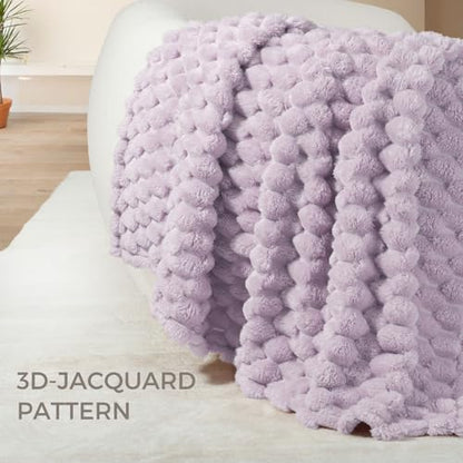 Whale Flotilla Soft Fleece Throw Blanket for Couch & Bed 3D Jacquard, Lilac - color: Lilac, size: Throw(50x60 Inch)
